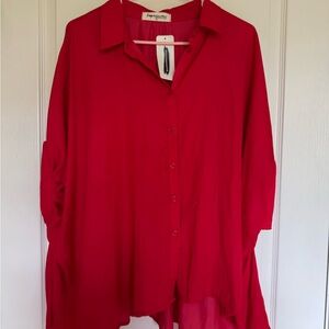 Women's Red Button-Up Top